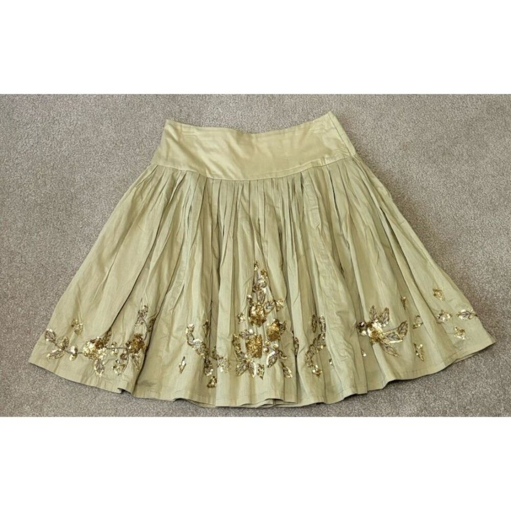 For The Republic Sequined Midi Skirt Flat Front Flared Womens Size 8